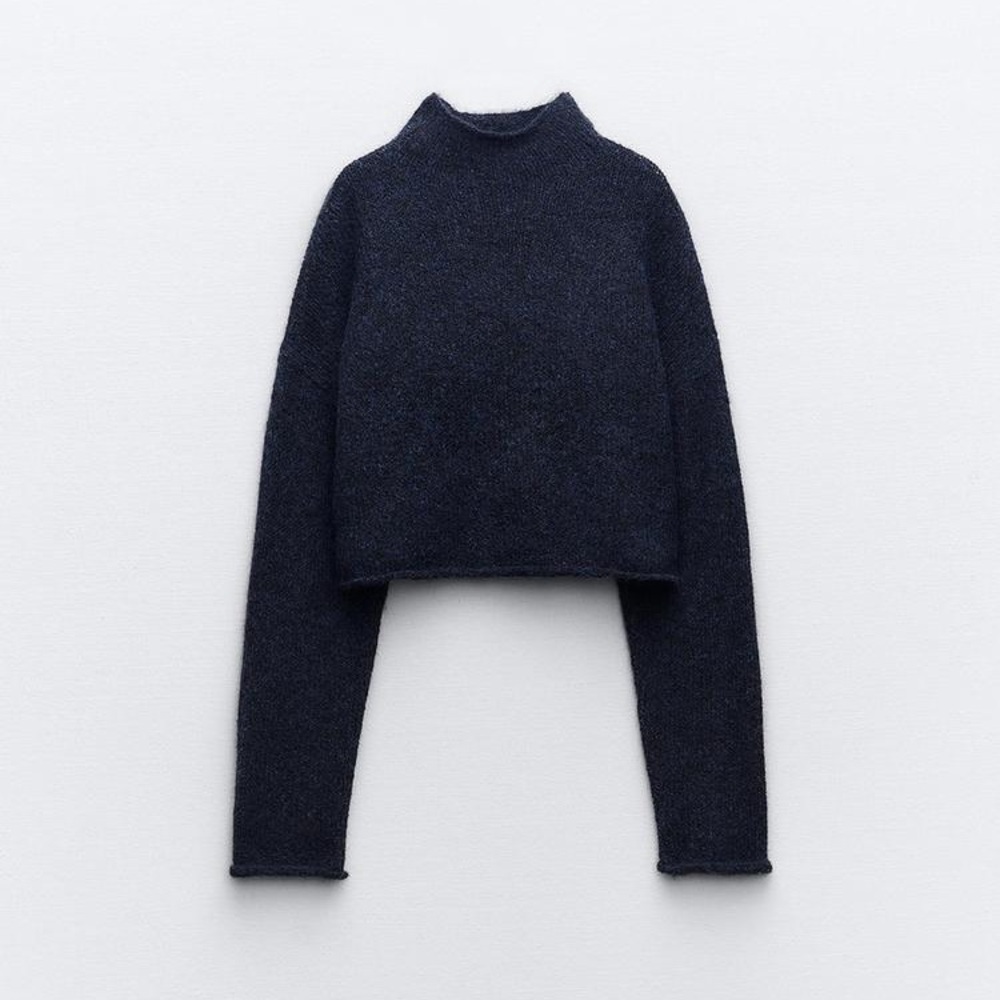 Zara Cropped Knit Turtleneck Sweater